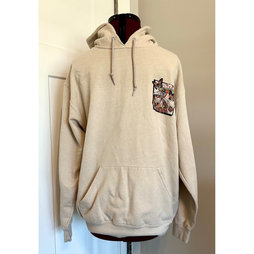 Bowery Supply Co Nature Vibes Mushroom Butterfly Hoodies Mens Large/Nature/Boho